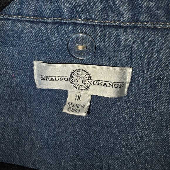 Bradford Exchange Wolves Print  Wolf Embroidered Women's Denim Jacket Size 1X - Picture 10 of 11